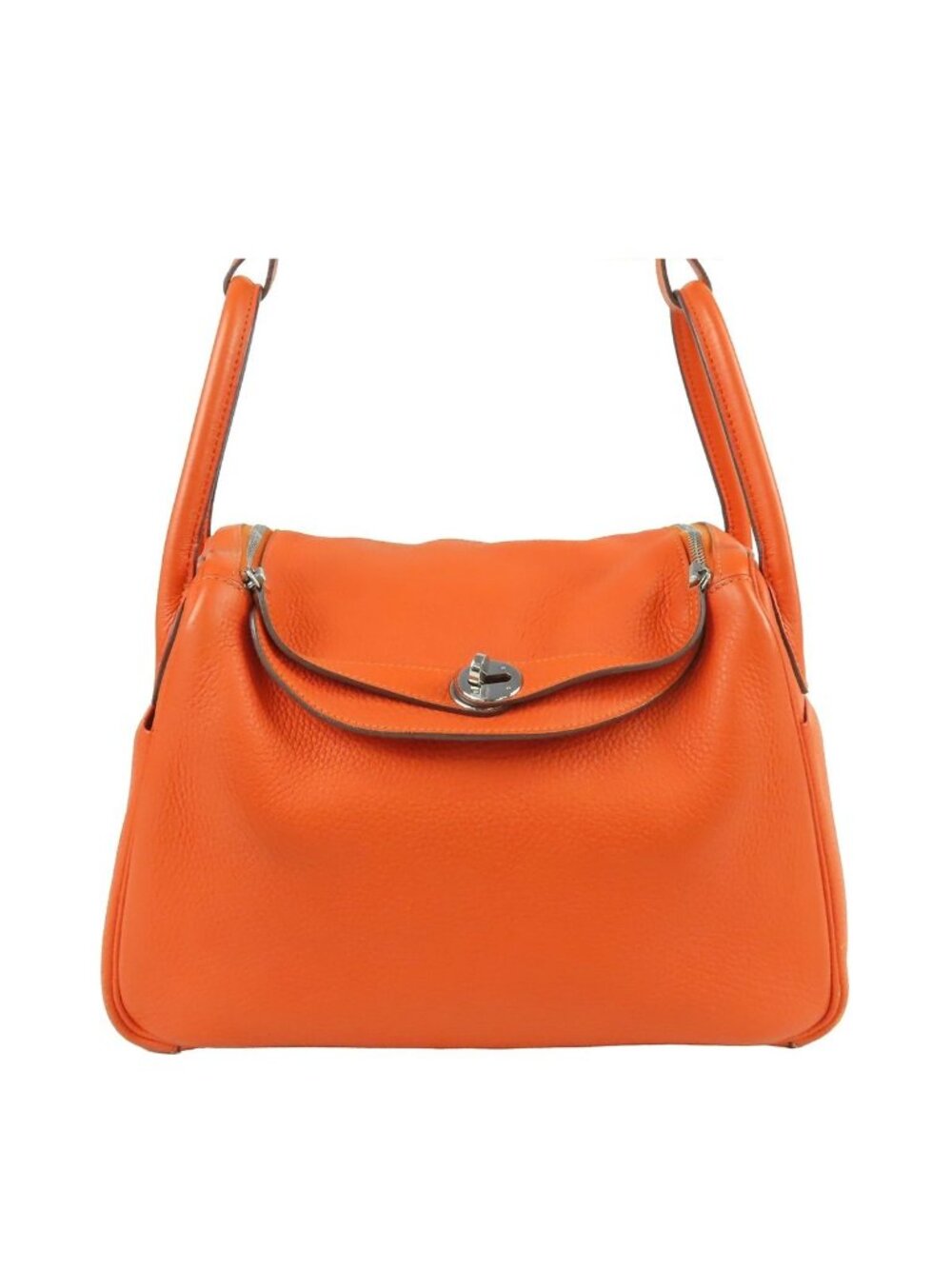 Hermes Lindy 30 Orange Poppy Silver Taurillon 2-Way Shoulder Bag